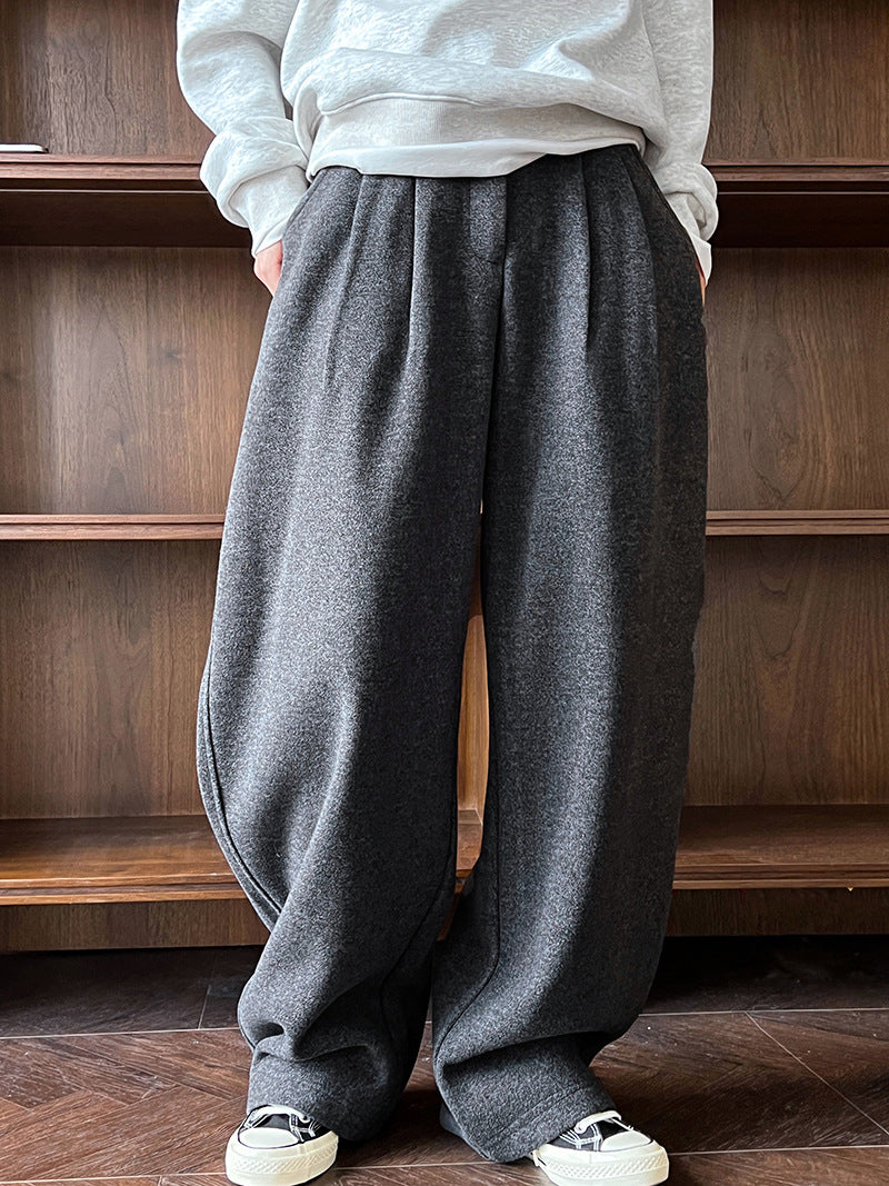 Luxi pants giant good ~ Korean thick woolen sickle pants women fall/winter new slim cashmere pants 1829