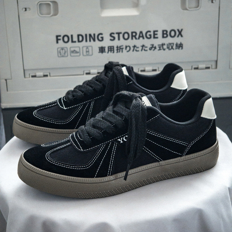 Douchuan Thick-Soled Moral Training Shoes for Men 2025 Summer New Breathable Canvas Shoes for Men Versatile White Shoes Casual Sneakers for Men