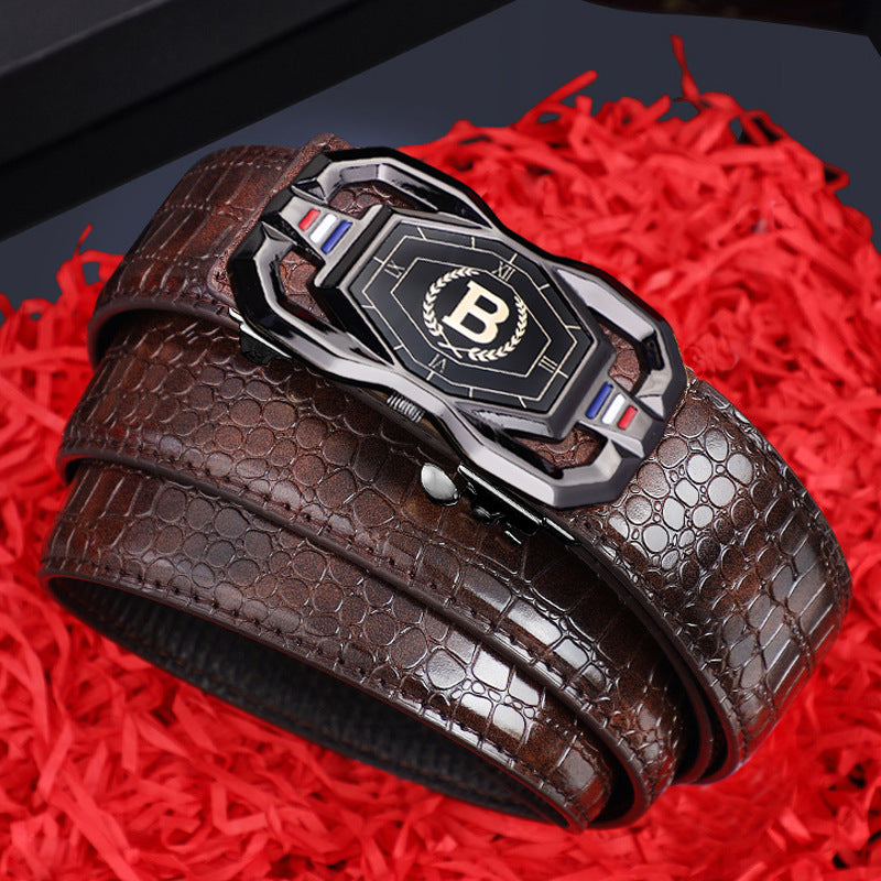 Men's Crocodile Pattern Leather Belt