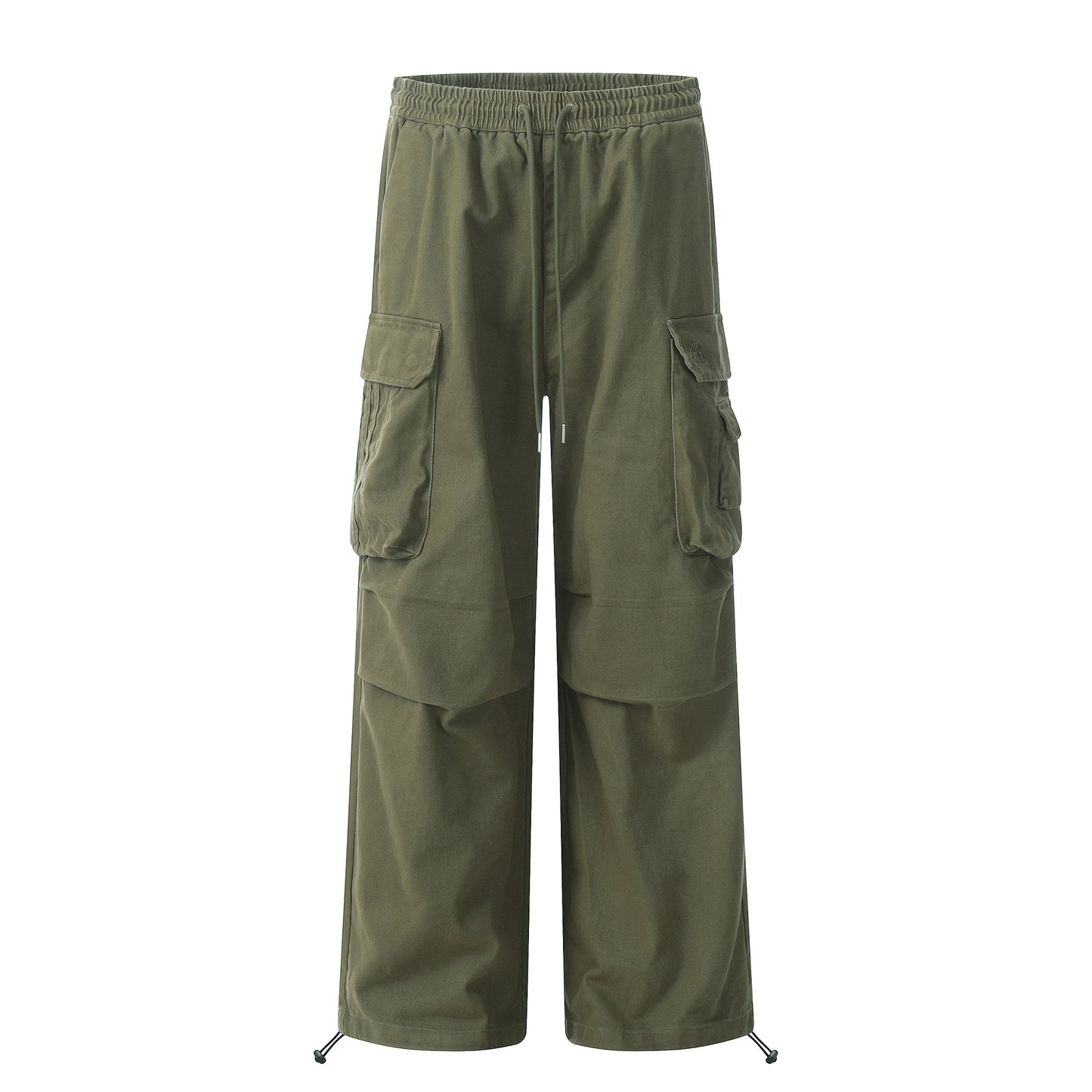 11Kn American Paratrooper Cargo Pants for Men and Women, Retro Draped, Multi-Flap Pocket Pants Drawstring, Wide Legs, Slim Straight Casual Pants