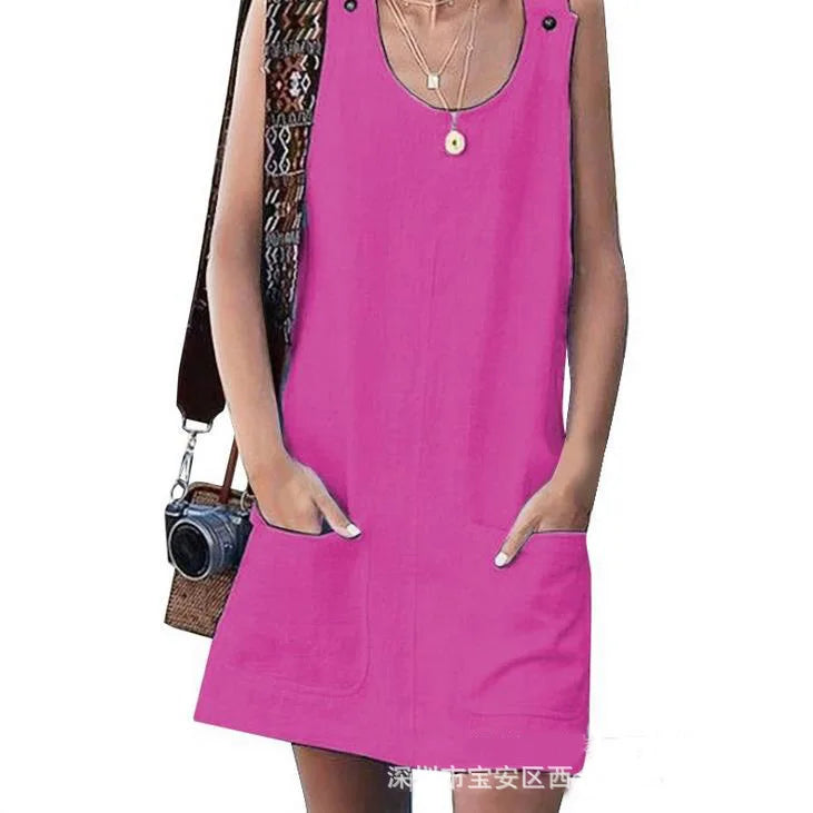 Summer Dresses Cotton Linen Fashion Clothes Women Clothing Streetwear Casual Vintage Elegant Y2k Dress for Women New