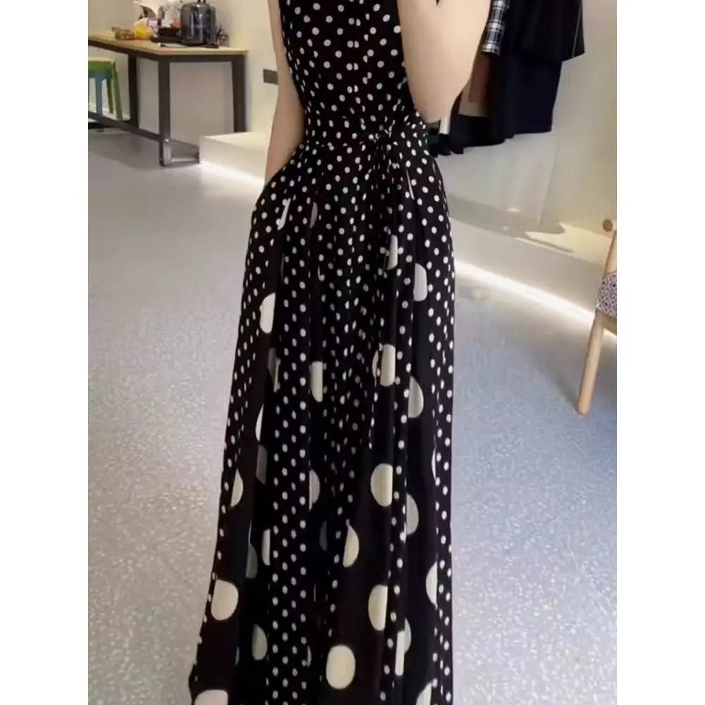 Women's clothing 2025 summer high-end coffee break French formal settings red polka dot dress women