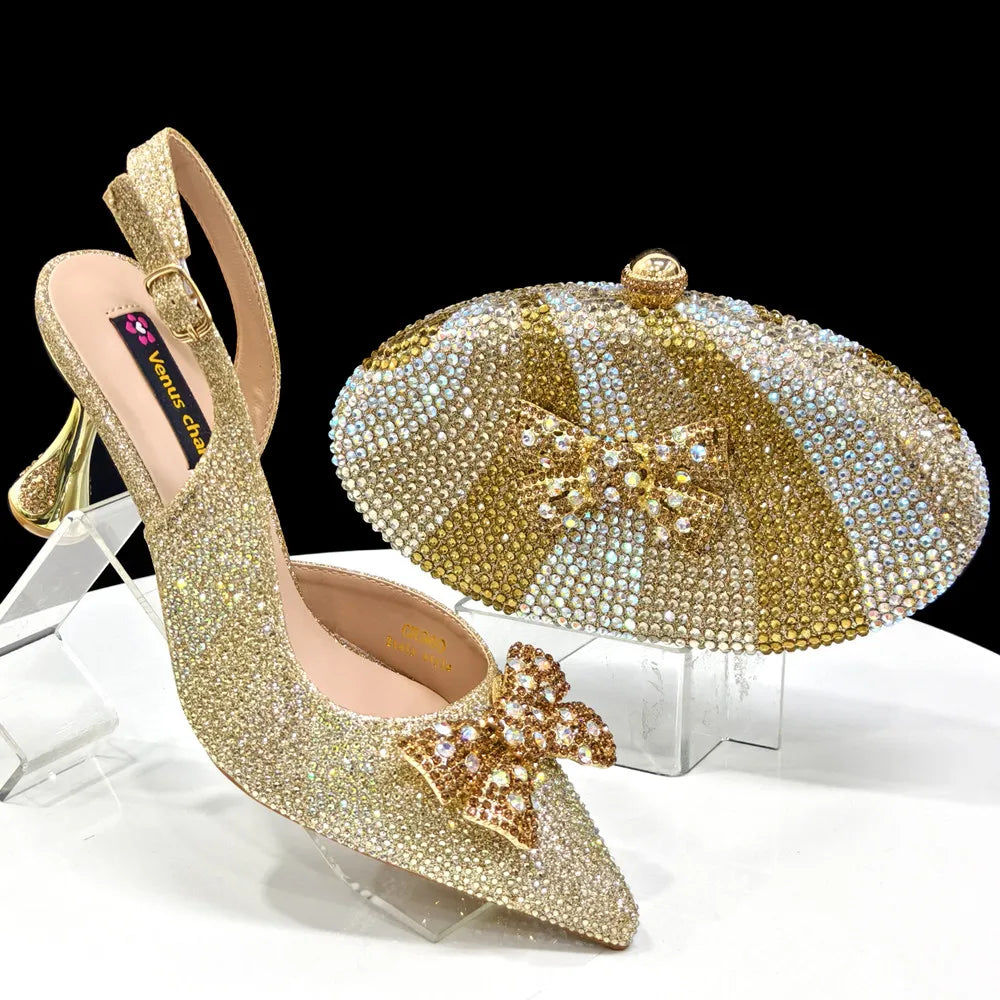 Venus Chan Festive Elegance: Dazzling Heels and Chic Clutch Perfect Combination Of Shoes And Bags for Party Occasions