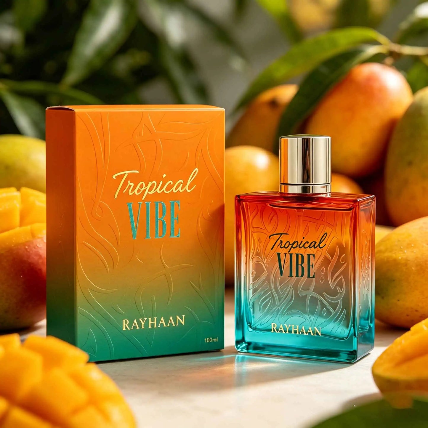 RAYHAAN Tropical VIBE EDP Perfume, Gradual orange blue bottle tropical fruit citrus neutral perfume 100ml