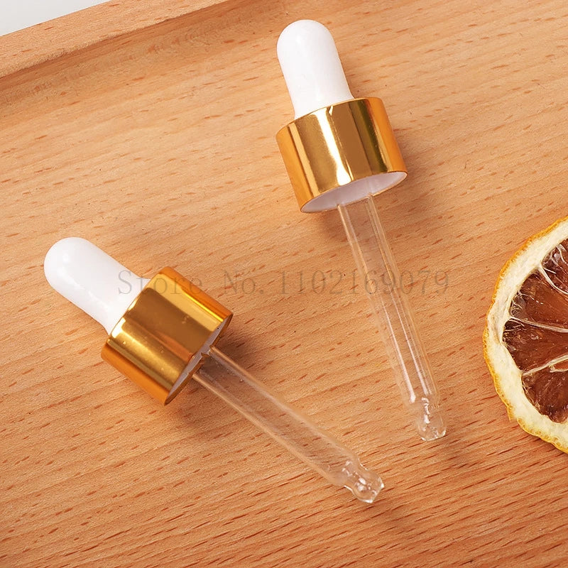 Dropper Bottle Gold Cap Transparent Glass Pipette Bottles for Perfume Essence Essential Oil Reagent Aromatherapy Liquid Cosmetic