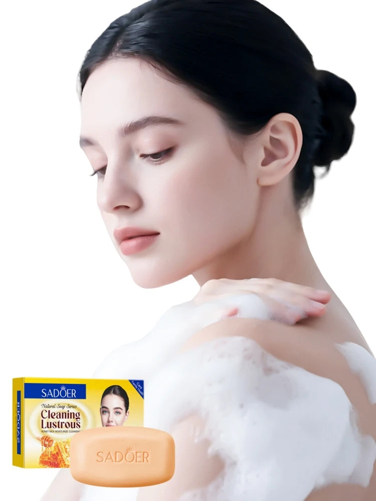 100g Honey Milk Moisturizing Cleansing Soap, Containing Extracts of Honey, Centella Asiatica, Aloe Vera Leaves, and Milk, Is a Multi-Purpose Soap Suitable for the Entire Body. Rich in Foam, It's Easy to Rinse Off, Effectively