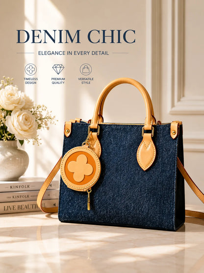 2026 Fashion New Luxury Women's Bag 25X19X11.5CM Denim Canvas Little Daisy Tote Handbag Accessories with No Box