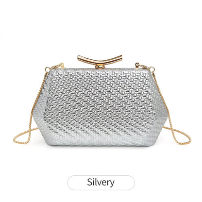 Light luxury woven diamond pattern women's evening bag simple pure colors messenger bag suitable for wedding and party occasions