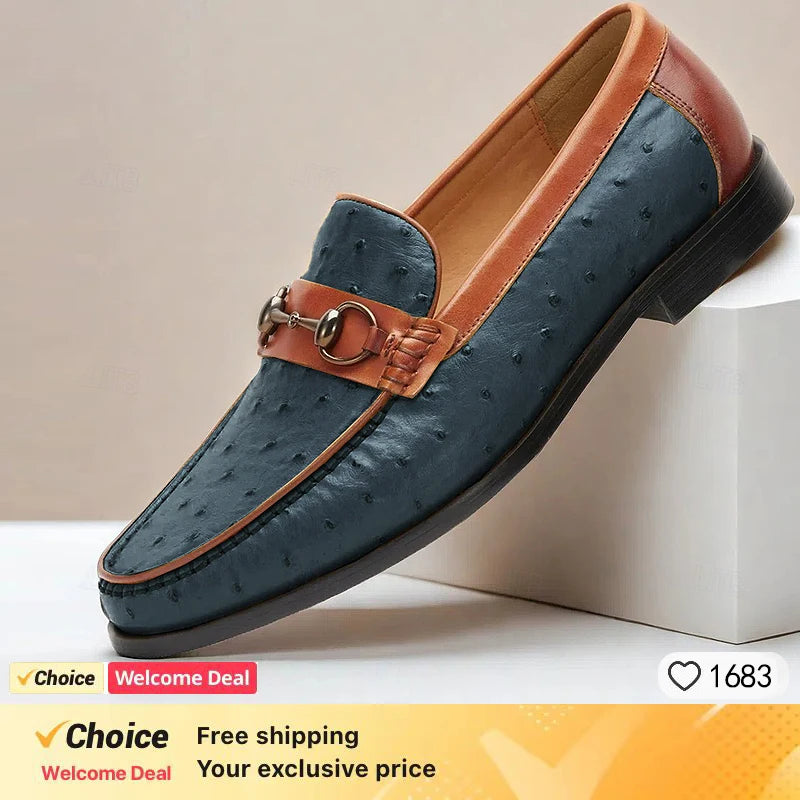 Men's Luxury crocodile pattern leather loafers, handmade business dress shoes, slip-on formal office footwear for men, Brown