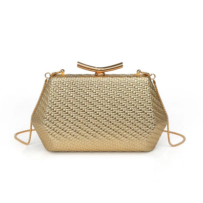Light luxury woven diamond pattern women's evening bag simple pure colors messenger bag suitable for wedding and party occasions