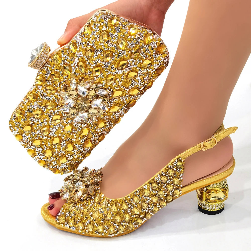 New Silver Color Nigerian Women's Shoes and Bags Party  African Fashion Shoes and Bags Wedding Shoes and Bags