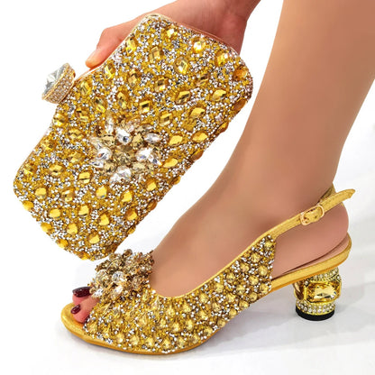 New Silver Color Nigerian Women's Shoes and Bags Party  African Fashion Shoes and Bags Wedding Shoes and Bags