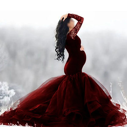 Woman Pregnancy Clothes New Sleeveless Maternity Dresses Photoshoot Women See-through High Elastic Net Photography Dress