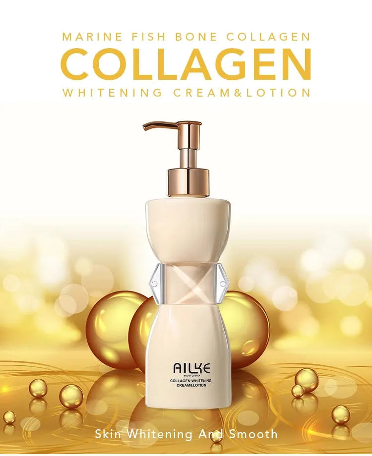 AILKE Collagen Whitening Body Lotion, Intense Moisturizing Cream for Women, Reduce Dark Spots, Melanin, With Nicotinamide