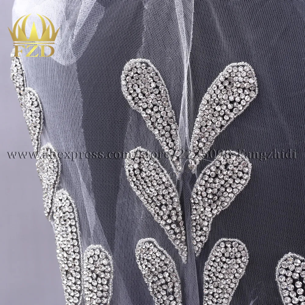 FZD 1 PC Silver Rhinestone Crystal Patches Handmade Gold Crystal Glass Rhinestone Bodice Applique Sew on Wedding Evening Dresses