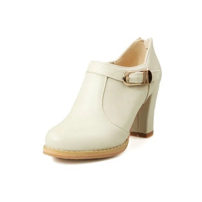 Women High Heels Sapato Feminino Big Size 45 46 47 48 Round Toe Ankle Height High Quality Soft Fashion Pumps Ladies Shoes 07-2