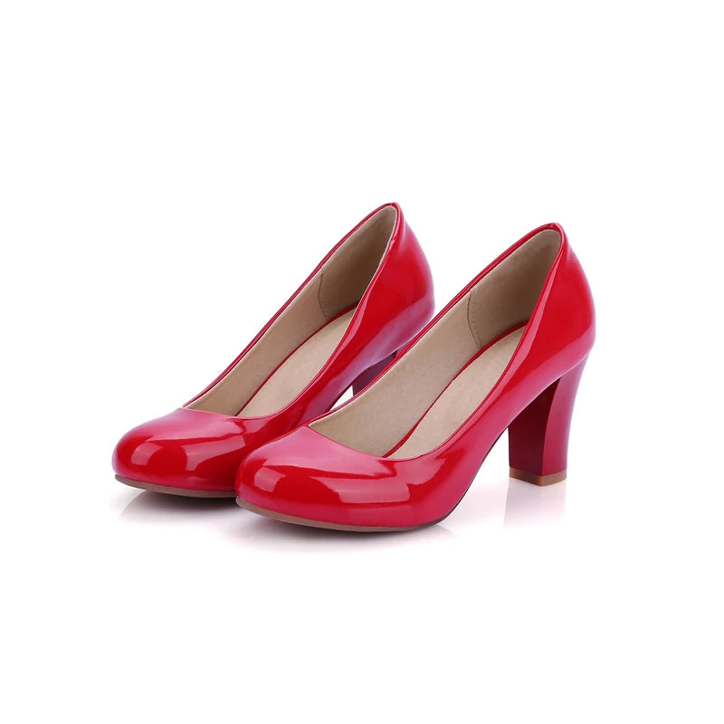 BLXQPYT Women's High Heels Pumps 2026 Fashion Big Size 31-47 Spring Autumn 4 Colors PU Leather Party Wedding Shoes 222-7