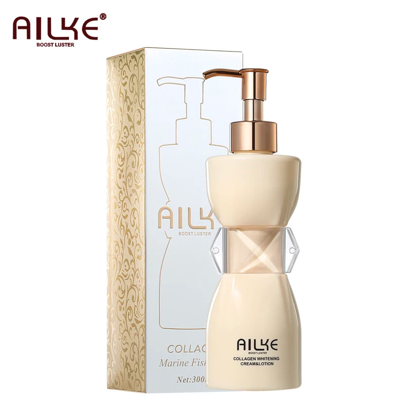 AILKE Collagen Whitening Body Lotion, Intense Moisturizing Cream for Women, Reduce Dark Spots, Melanin, With Nicotinamide