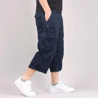 Long Length Cargo Shorts Men Summer Multi-Pocket Casual Cotton Elastic Capri Pants Men Military Tactical Short Hot Breeches  5XL