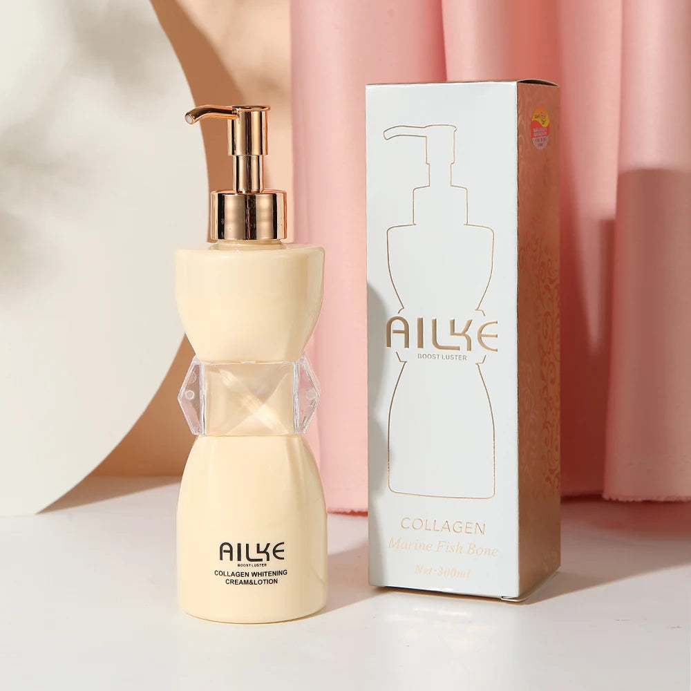 AILKE Collagen Whitening Body Lotion, Intense Moisturizing Cream for Women, Reduce Dark Spots, Melanin, With Nicotinamide
