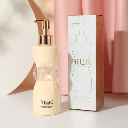 AILKE Collagen Whitening Body Lotion, Intense Moisturizing Cream for Women, Reduce Dark Spots, Melanin, With Nicotinamide