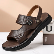 Genuine Leather Toe-Toe Sandals for Men, New Summer Style, Breathable Casual Men's Sandals, Soft Surface Beach Shoes for Men
