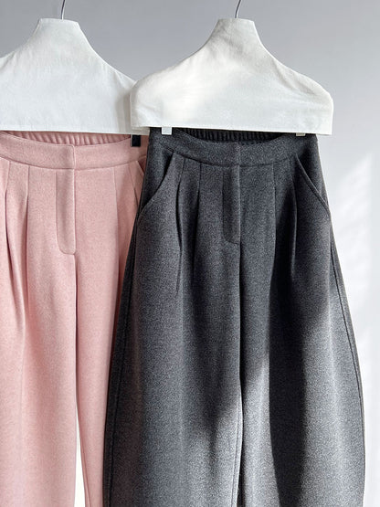 Luxi pants giant good ~ Korean thick woolen sickle pants women fall/winter new slim cashmere pants 1829