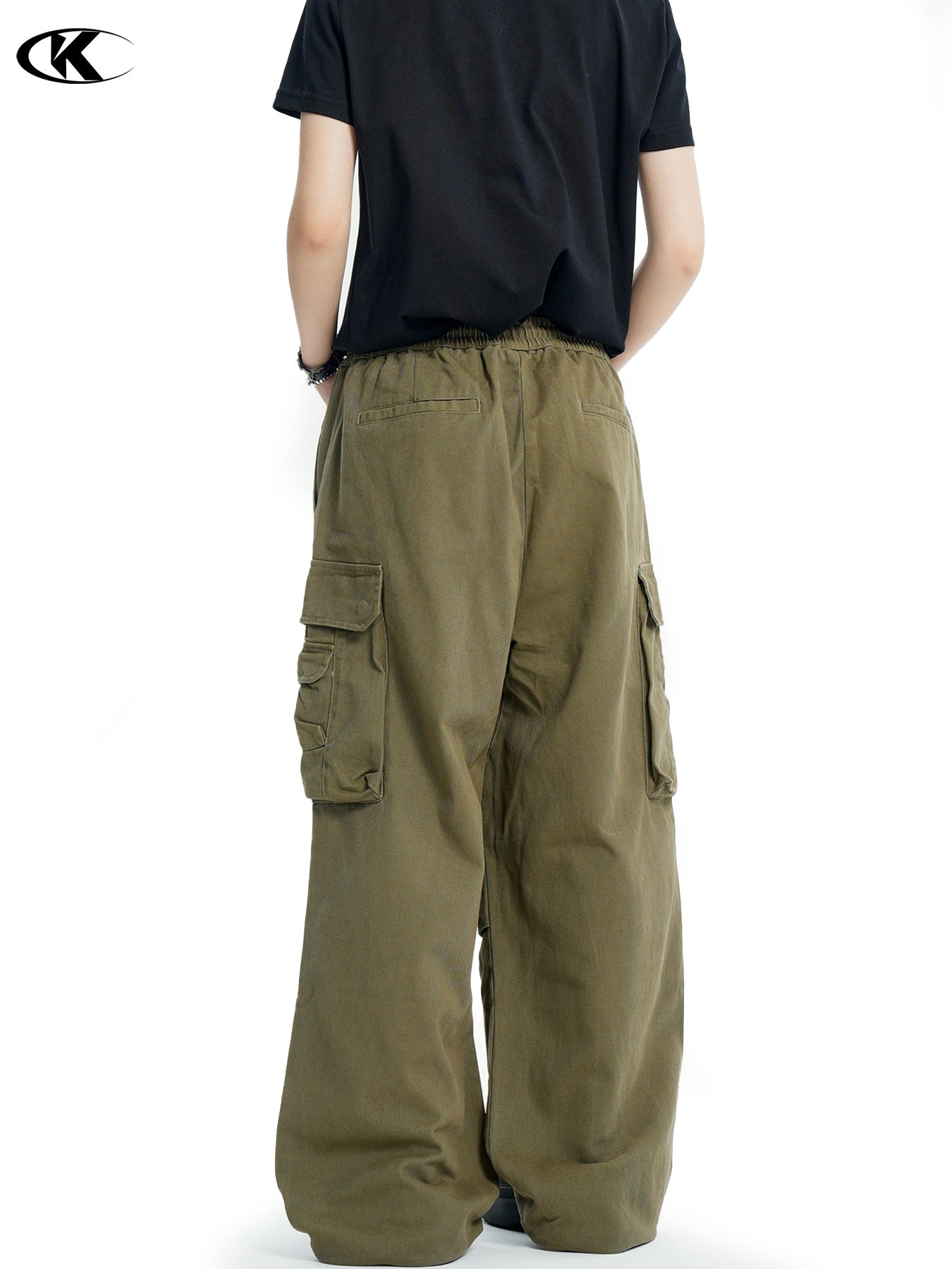 11Kn American Paratrooper Cargo Pants for Men and Women, Retro Draped, Multi-Flap Pocket Pants Drawstring, Wide Legs, Slim Straight Casual Pants