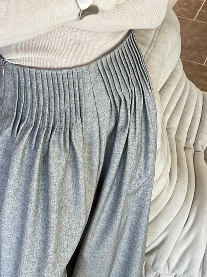 Luxi Gao Ding worsted ~ design pleated suit pants trousers women's old money style high waist mopping wide leg pants 1919