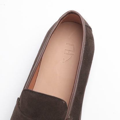 Elegant Gentleman British Retro Handmade Nubuck Leather Slip-On Tassel Loafers for Men, Lazy Casual Beanie Shoes for Men