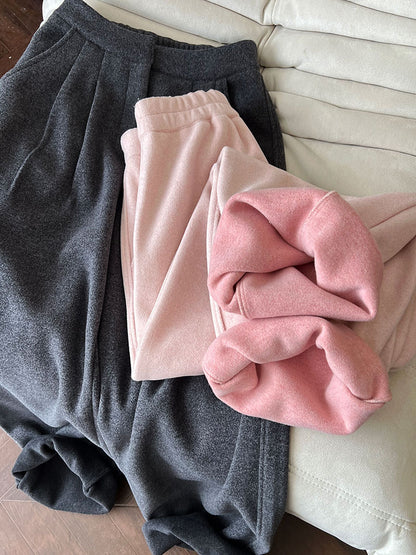 Luxi pants giant good ~ Korean thick woolen sickle pants women fall/winter new slim cashmere pants 1829