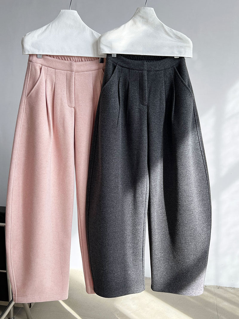 Luxi pants giant good ~ Korean thick woolen sickle pants women fall/winter new slim cashmere pants 1829