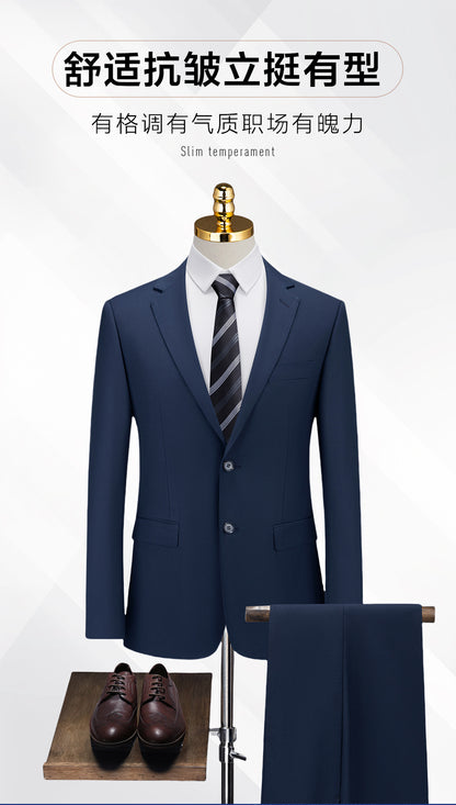 Suit Suit Men's Suit Navy Blue Wedding Dress Groomsmen Group Clothing Insurance Sales Staff Clothing Customization
