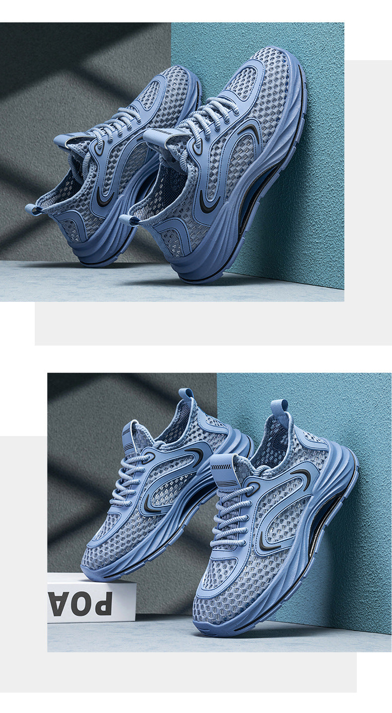 Casual Sports Shoes for Men 2025 New Summer Cut Out Mesh Shoes for Men 45 Large Size Heightening Large Mesh Men's Shoes