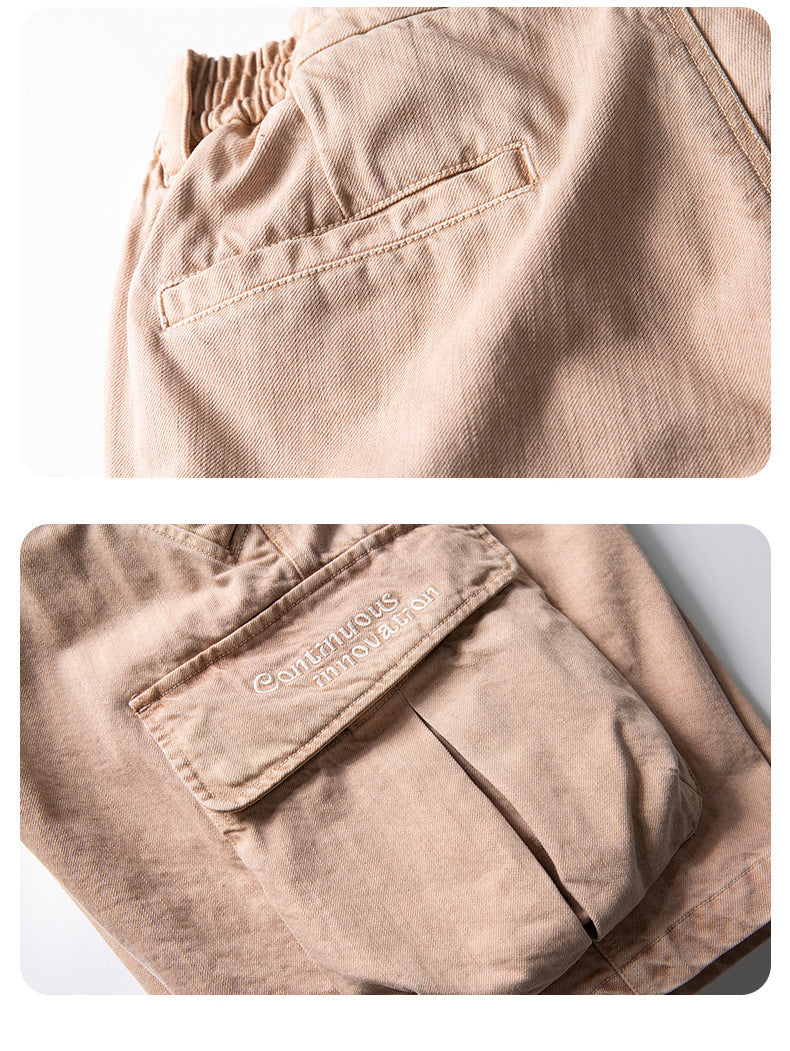 Black Fleet American-Style Shorts Men's Summer Workwear Six-Point Pants Multi-Pocket Loose Casual Couple Style Retro Heavyweight