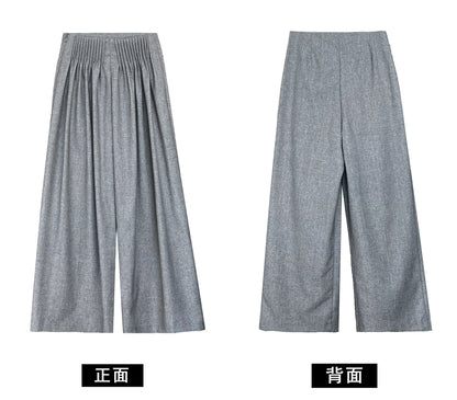 Luxi Gao Ding worsted ~ design pleated suit pants trousers women's old money style high waist mopping wide leg pants 1919