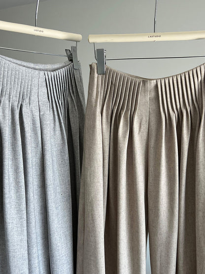 Luxi Gao Ding worsted ~ design pleated suit pants trousers women's old money style high waist mopping wide leg pants 1919