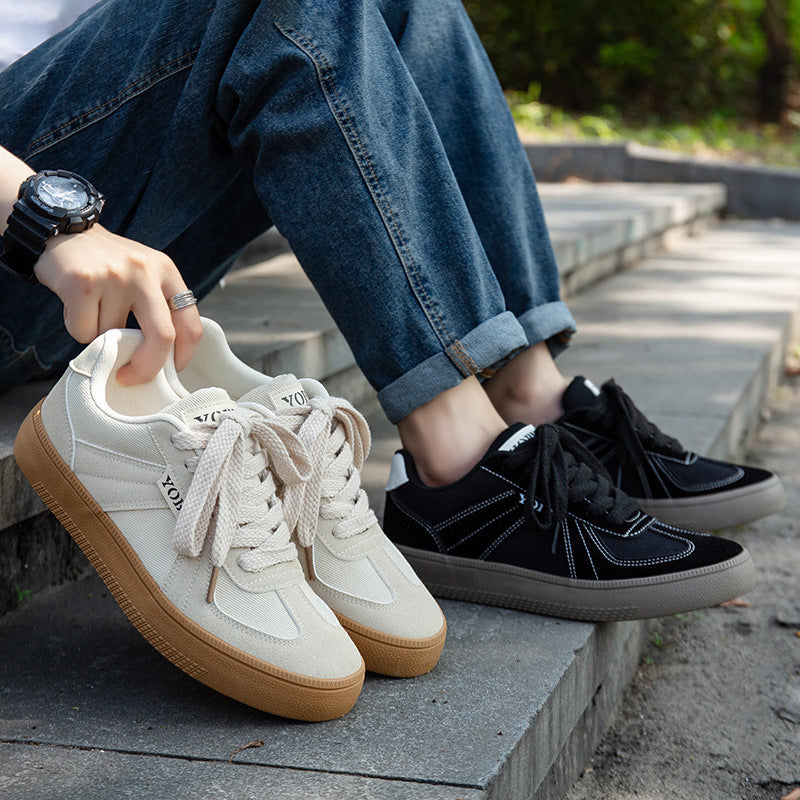 Douchuan Thick-Soled Moral Training Shoes for Men 2025 Summer New Breathable Canvas Shoes for Men Versatile White Shoes Casual Sneakers for Men