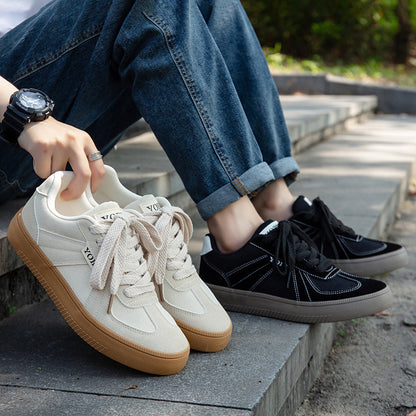 Douchuan Thick-Soled Moral Training Shoes for Men 2025 Summer New Breathable Canvas Shoes for Men Versatile White Shoes Casual Sneakers for Men