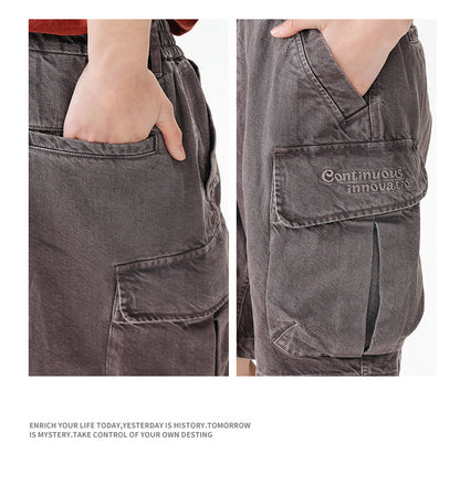Black Fleet American-Style Shorts Men's Summer Workwear Six-Point Pants Multi-Pocket Loose Casual Couple Style Retro Heavyweight
