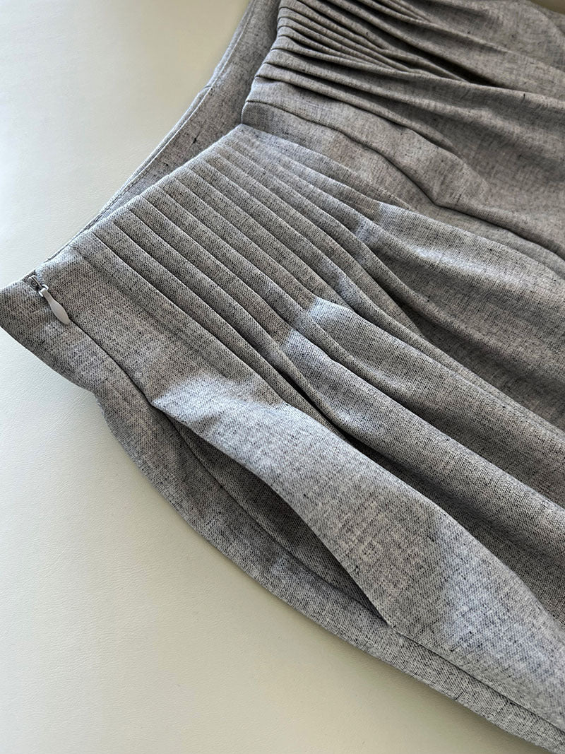 Luxi Gao Ding worsted ~ design pleated suit pants trousers women's old money style high waist mopping wide leg pants 1919