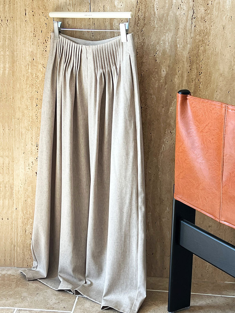 Luxi Gao Ding worsted ~ design pleated suit pants trousers women's old money style high waist mopping wide leg pants 1919