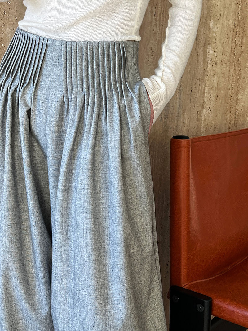 Luxi Gao Ding worsted ~ design pleated suit pants trousers women's old money style high waist mopping wide leg pants 1919