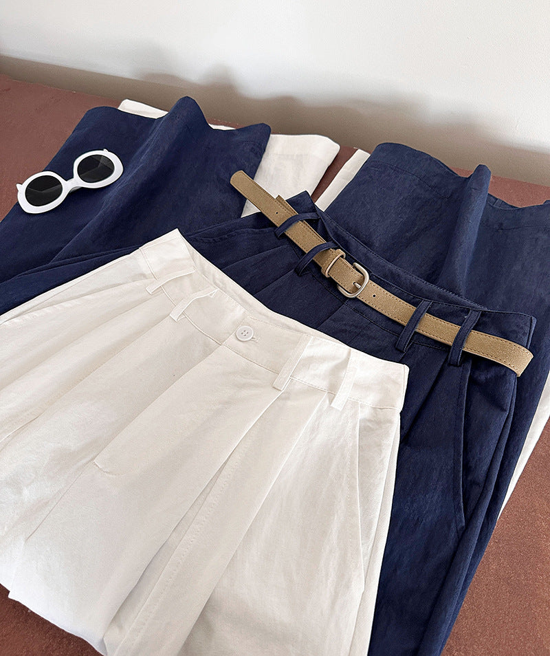 Juzhi Spring New Korean Style Washing Tooling Straight Tube Commuter High Waist Slimming Wide Leg Pants 8058