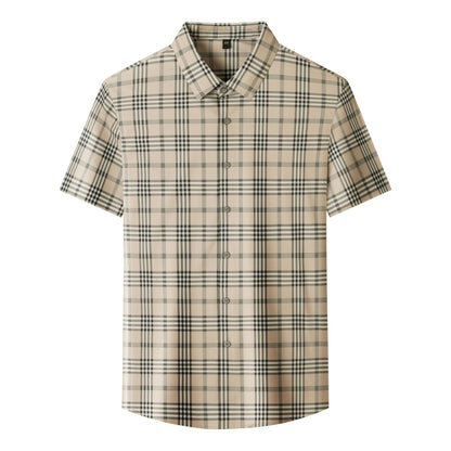 Men's Short-sleeved Shirt Summer Non-marking Non-ironing Youth Short-sleeved Shirt Men's Fashion Plaid Casual Shirt Men's Short-sleeved Shirt