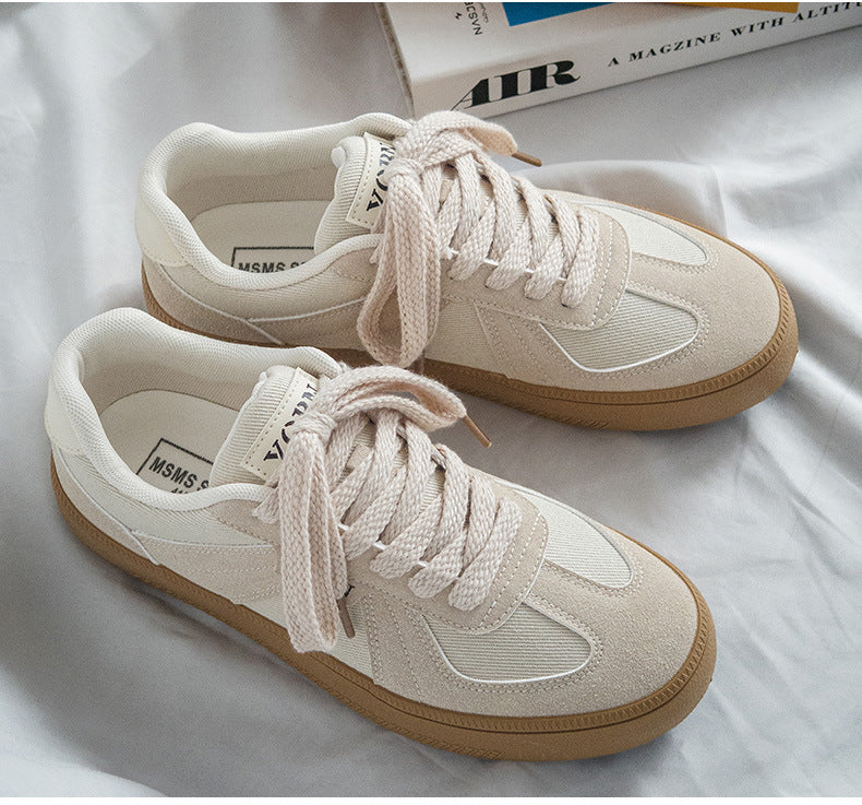 Douchuan Thick-Soled Moral Training Shoes for Men 2025 Summer New Breathable Canvas Shoes for Men Versatile White Shoes Casual Sneakers for Men
