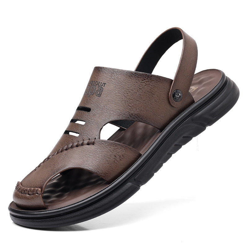Genuine Leather Toe-Toe Sandals for Men, New Summer Style, Breathable Casual Men's Sandals, Soft Surface Beach Shoes for Men