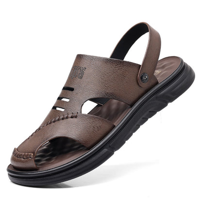 Genuine Leather Toe-Toe Sandals for Men, New Summer Style, Breathable Casual Men's Sandals, Soft Surface Beach Shoes for Men