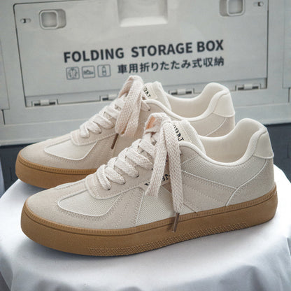 Douchuan Thick-Soled Moral Training Shoes for Men 2025 Summer New Breathable Canvas Shoes for Men Versatile White Shoes Casual Sneakers for Men
