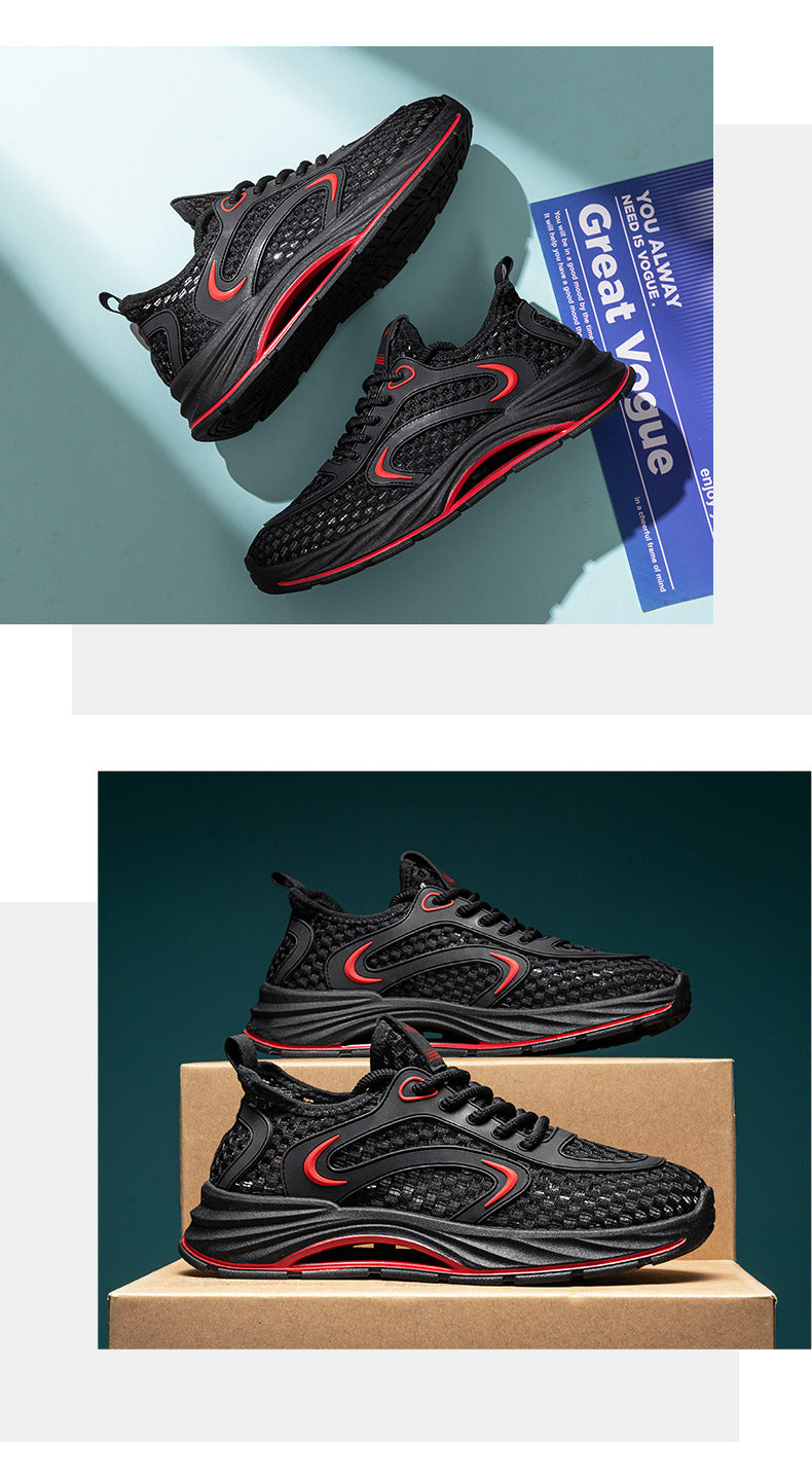 Casual Sports Shoes for Men 2025 New Summer Cut Out Mesh Shoes for Men 45 Large Size Heightening Large Mesh Men's Shoes